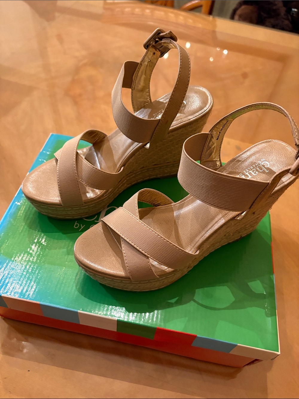 Charles by Charles David Women's Taupe Strappy Wedge Sandals. Gently used.